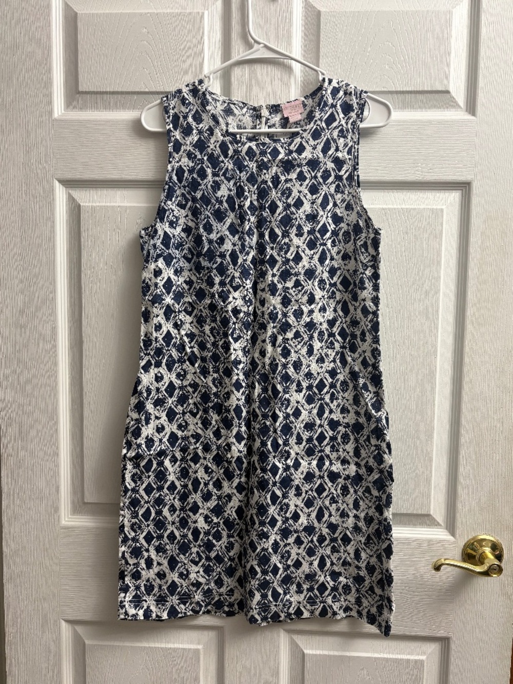 St. Tropez Blue & White Linen Women's Knee Length Dress